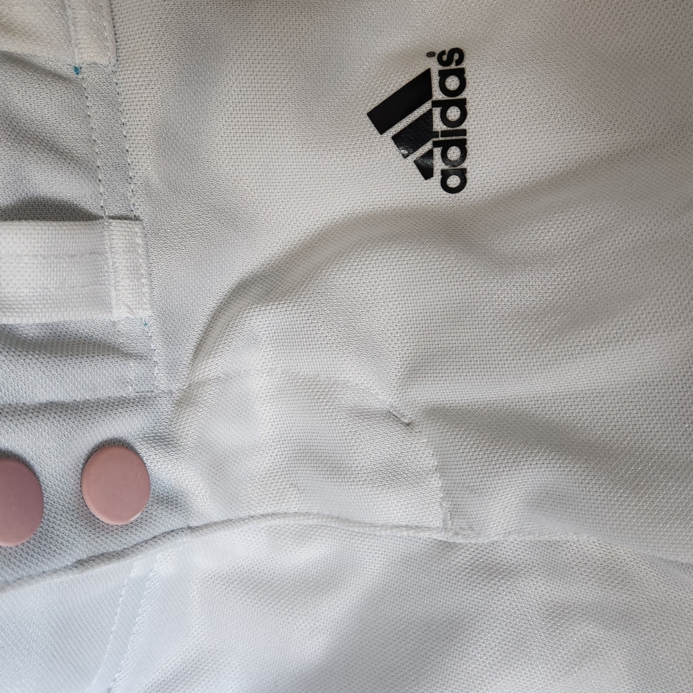 Adidas White Softball Pants with Pink Accents